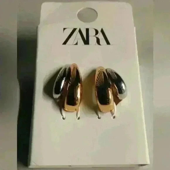 Zara Gold/Silver Tone Cuff Earrings - Picture 1 of 4